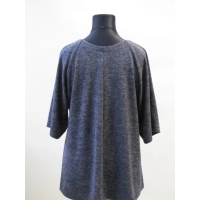 Ciepła trapezowa Tunika z wydłużonym tyłem - granatowy melanż